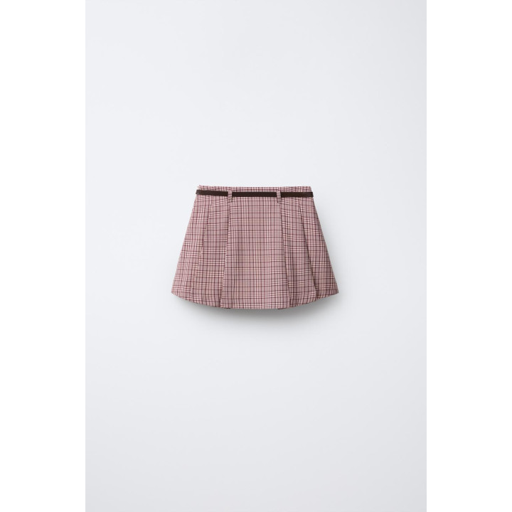 ЮБКА-ШОРТЫ В КЛЕТКУ С РЕМНЕМ