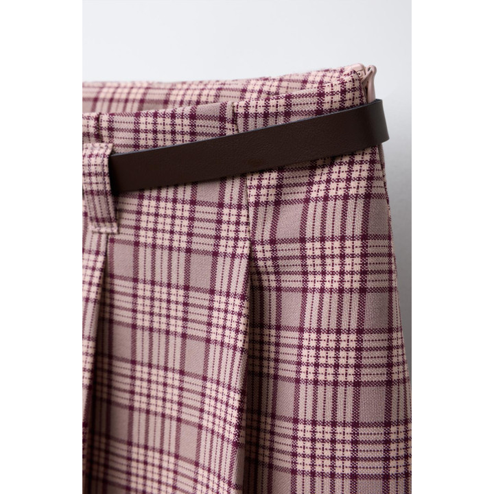 ЮБКА-ШОРТЫ В КЛЕТКУ С РЕМНЕМ