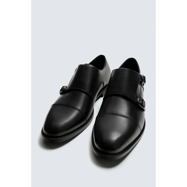 КОЖАНЫЕ ТУФЛИ С ДВОЙНОЙ ПРЯЖКОЙ