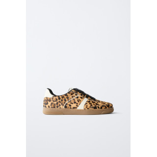 Кроссовки из кожи с леопардовым принтом