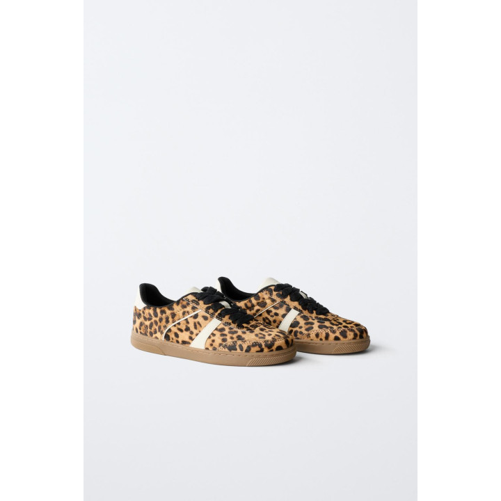 Кроссовки из кожи с леопардовым принтом