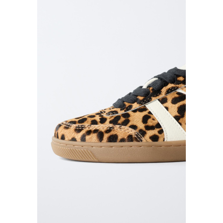 Кроссовки из кожи с леопардовым принтом