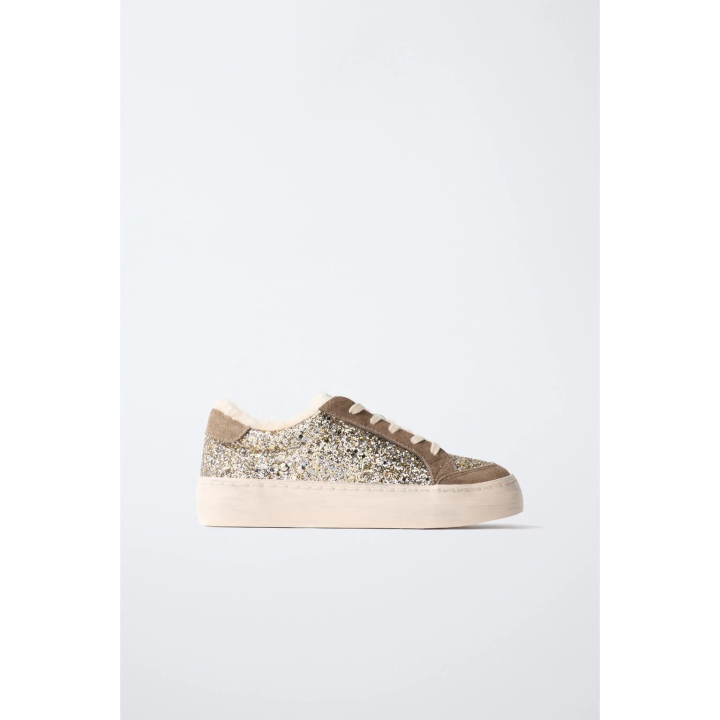 КРОССОВКИ БЛЕСТЯЩИЕ ИЗ ИСКУССТВЕННОЙ ОВЧИНЫ