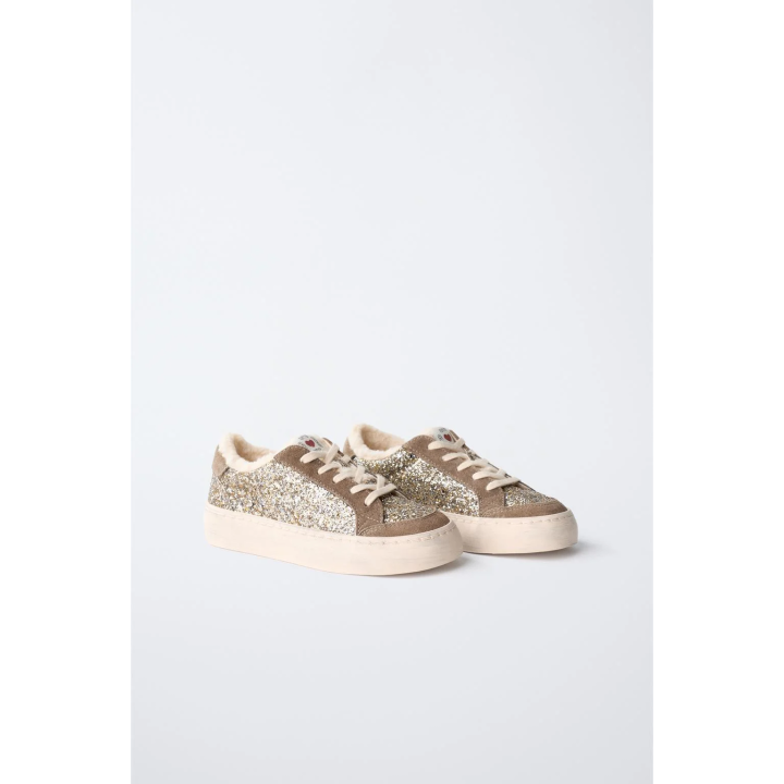 КРОССОВКИ БЛЕСТЯЩИЕ ИЗ ИСКУССТВЕННОЙ ОВЧИНЫ