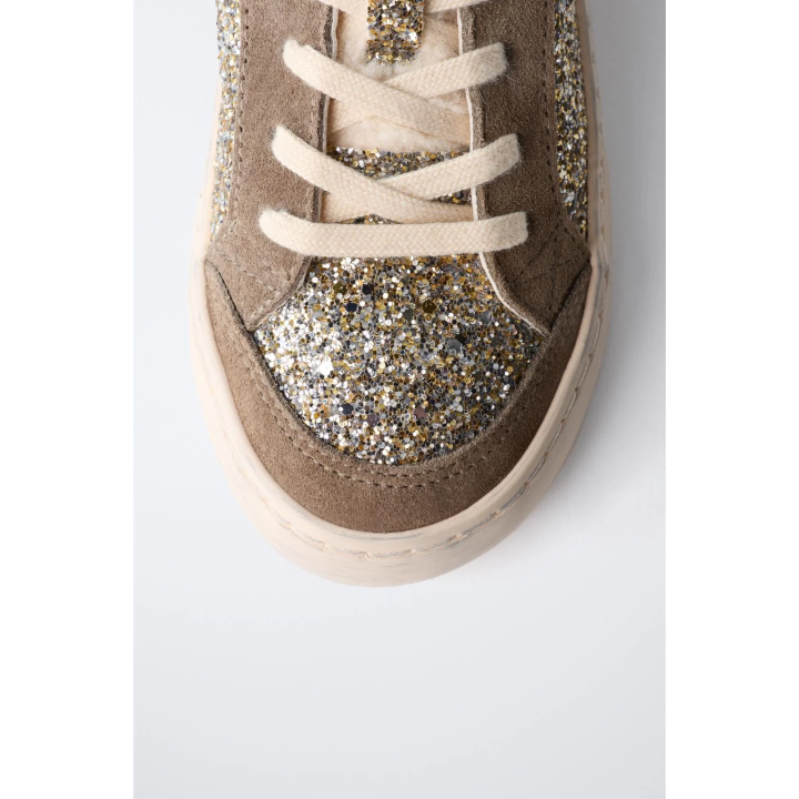 КРОССОВКИ БЛЕСТЯЩИЕ ИЗ ИСКУССТВЕННОЙ ОВЧИНЫ