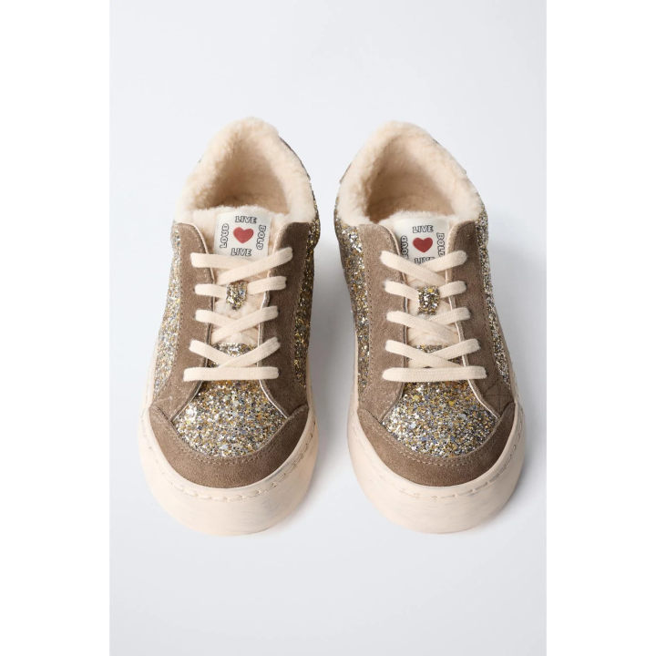 КРОССОВКИ БЛЕСТЯЩИЕ ИЗ ИСКУССТВЕННОЙ ОВЧИНЫ