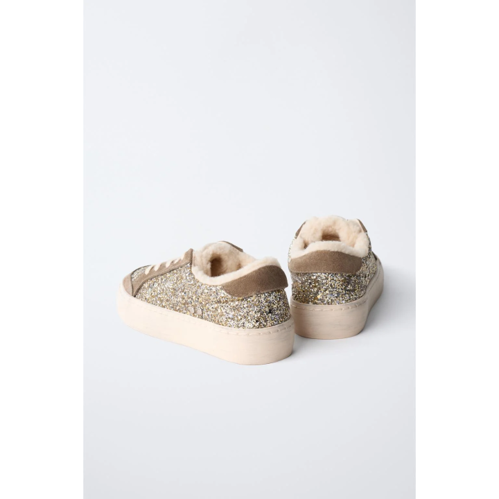 КРОССОВКИ БЛЕСТЯЩИЕ ИЗ ИСКУССТВЕННОЙ ОВЧИНЫ