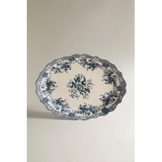 FLORAL EARTHENWARE SERVING DISH