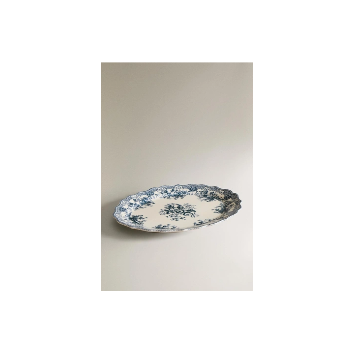 FLORAL EARTHENWARE SERVING DISH