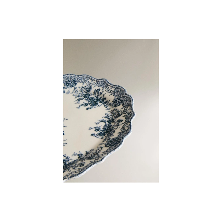 FLORAL EARTHENWARE SERVING DISH