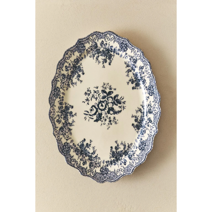 FLORAL EARTHENWARE SERVING DISH