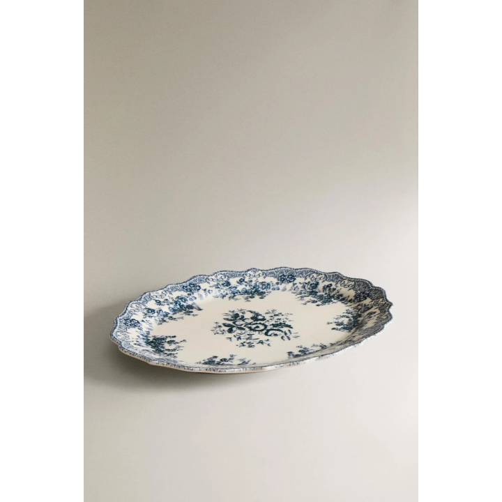 FLORAL EARTHENWARE SERVING DISH