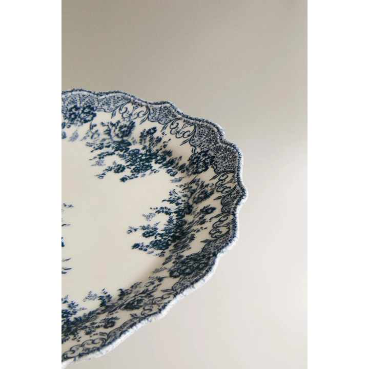 FLORAL EARTHENWARE SERVING DISH