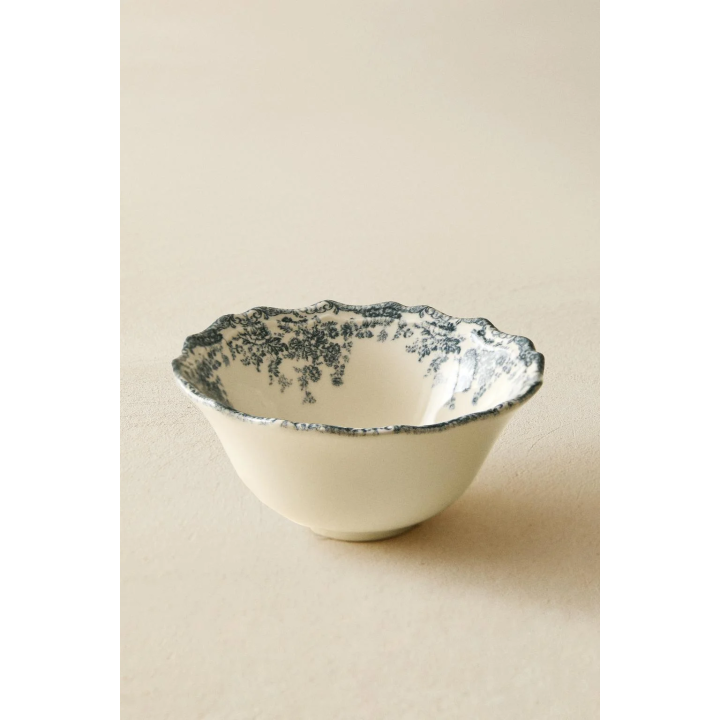 FLORAL EARTHENWARE SNACK BOWL