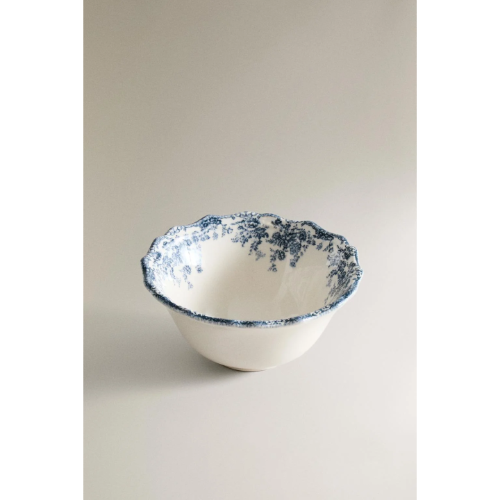 FLORAL EARTHENWARE SNACK BOWL