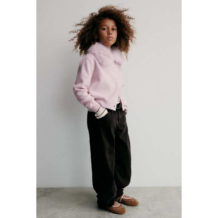 ТРИКОТАЖНЫЙ КАРДИГАН СО СЪЕМНЫМ ВОРОТНИКОМ ИЗ ИСКУССТВЕННОГО МЕХА