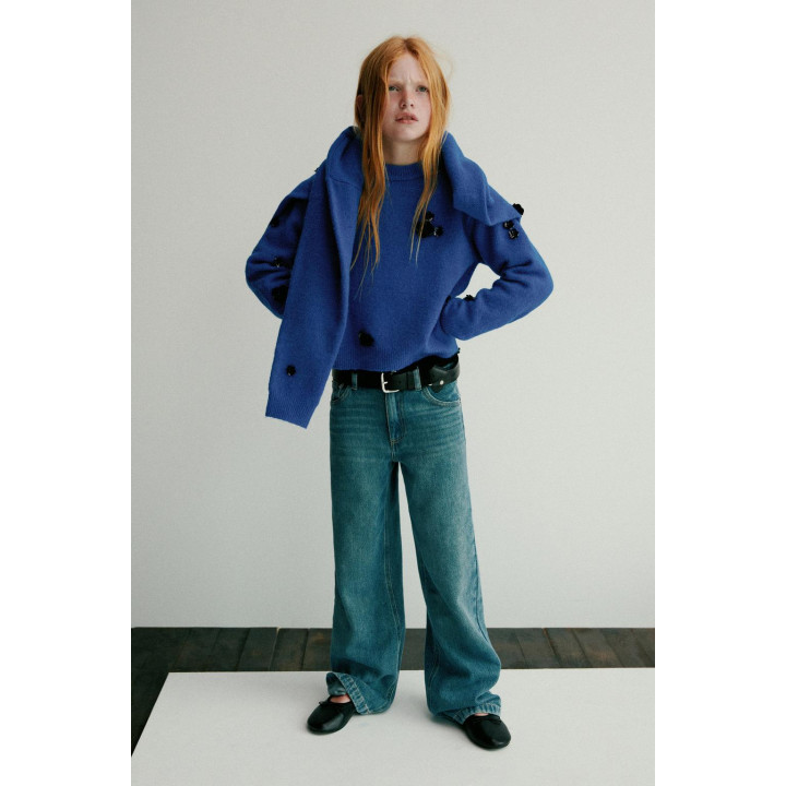 ДЖЕМПЕР ВЯЗАНЫЙ ЦВЕТЫ И ПАЙЕТКИ