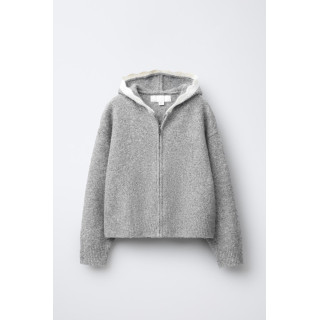 ВЯЗАНАЯ КУРТКА С КАПЮШОНОМ И КРУЖЕВНОЙ ОТДЕЛКОЙ