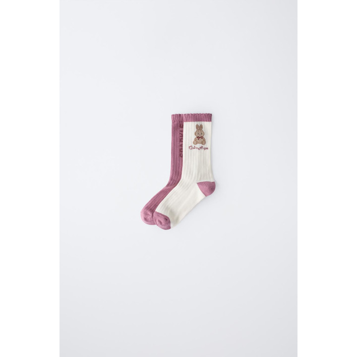 НАБОР ИЗ ДВУХ ПАР ВЫСОКИХ НОСКОВ С КРОЛИКАМИ