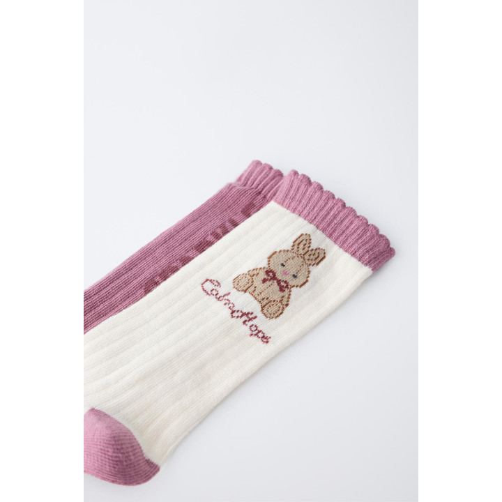 НАБОР ИЗ ДВУХ ПАР ВЫСОКИХ НОСКОВ С КРОЛИКАМИ