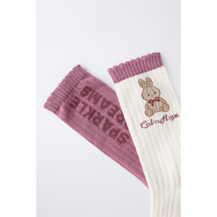 НАБОР ИЗ ДВУХ ПАР ВЫСОКИХ НОСКОВ С КРОЛИКАМИ