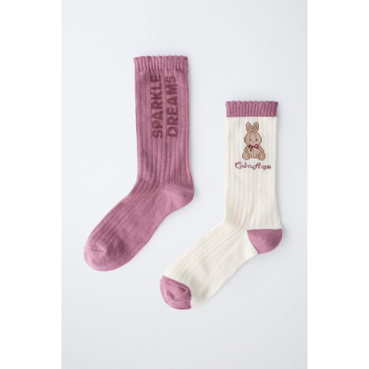 НАБОР ИЗ ДВУХ ПАР ВЫСОКИХ НОСКОВ С КРОЛИКАМИ