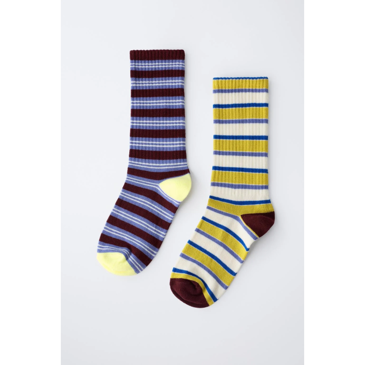 Набор из двух пар длинных носков с полосатым принтом