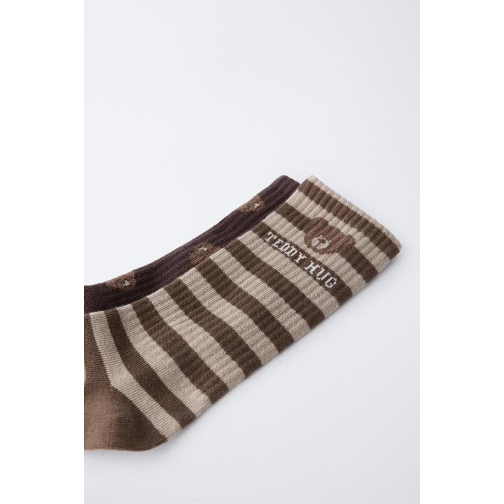 Набор из двух пар длинных носков с принтом медведя и полоской