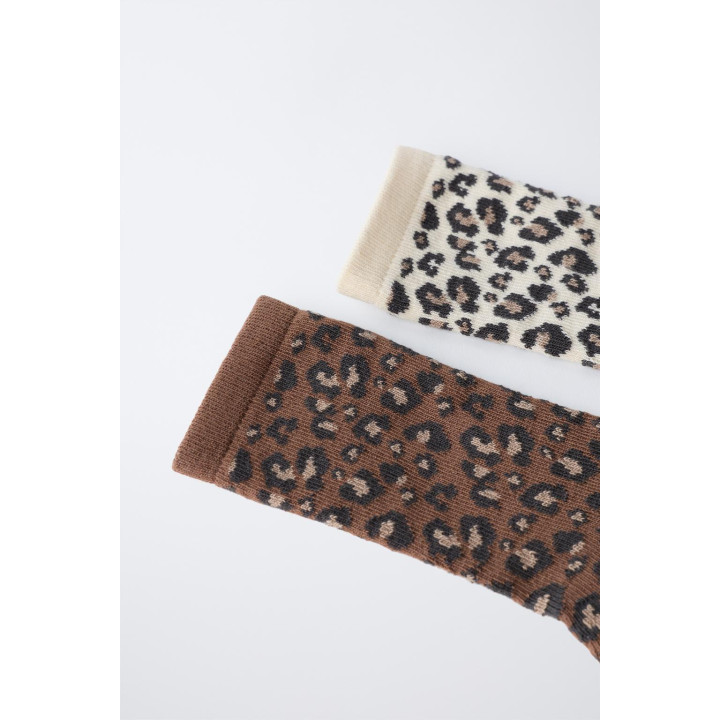 НАБОР ИЗ 2 ПАР ВЫСОКИХ НОСКОВ С ЖИВОТНЫМ ПРИНТОМ