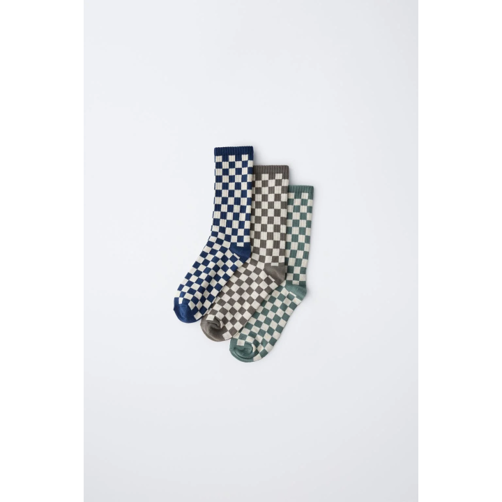 НАБОР ИЗ ТРЕХ ПАР ВЫСОКИХ НОСКОВ В ШАХМАТНУЮ КЛЕТКУ