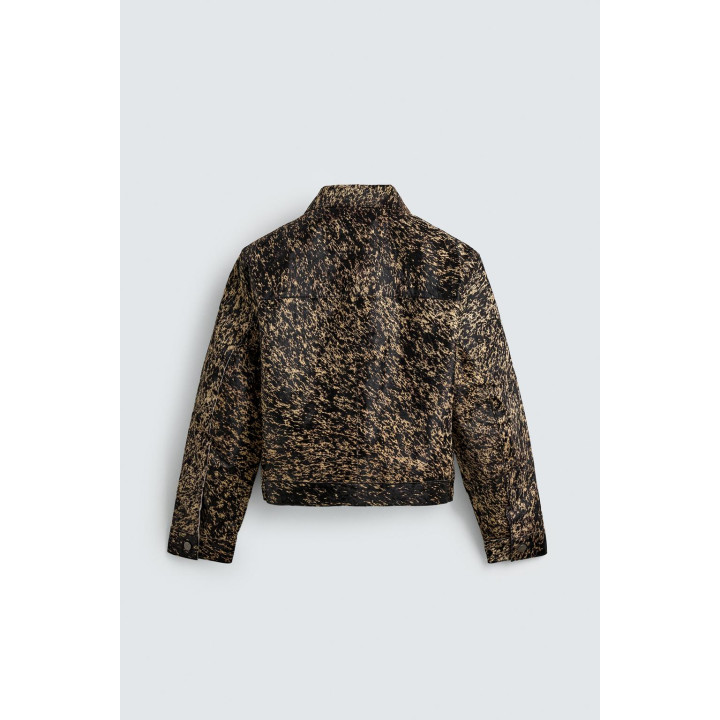 КОЖАНАЯ КУРТКА С МЕХОВЫМ ПРИНТОМ