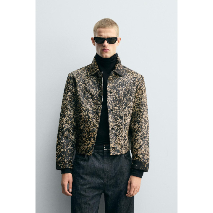 КОЖАНАЯ КУРТКА С МЕХОВЫМ ПРИНТОМ