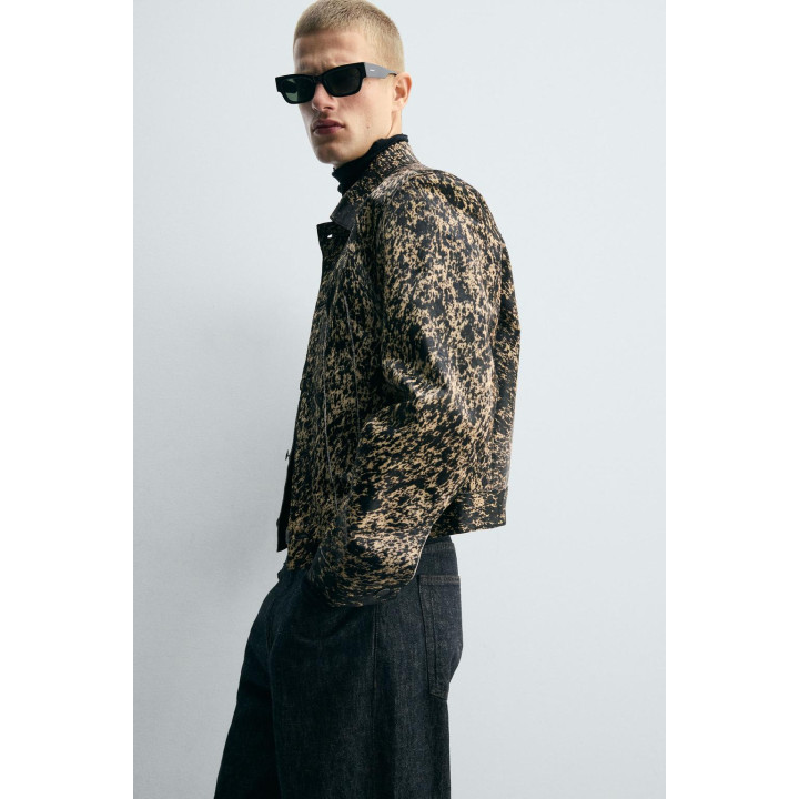 КОЖАНАЯ КУРТКА С МЕХОВЫМ ПРИНТОМ