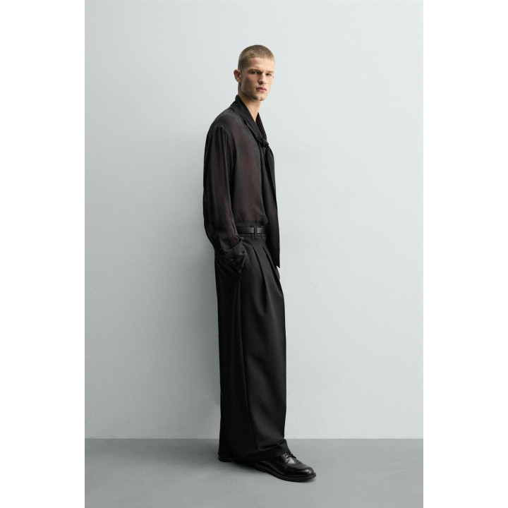 ПОЛУПРОЗРАЧНАЯ РУБАШКА С ЗАВЯЗКАМИ