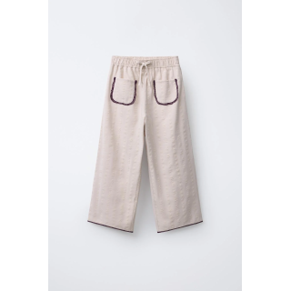 ПРЯМЫЕ БРЮКИ С ЦВЕТОЧНЫМ ПРИНТОМ И КРУЖЕВНОЙ ОТДЕЛКОЙ