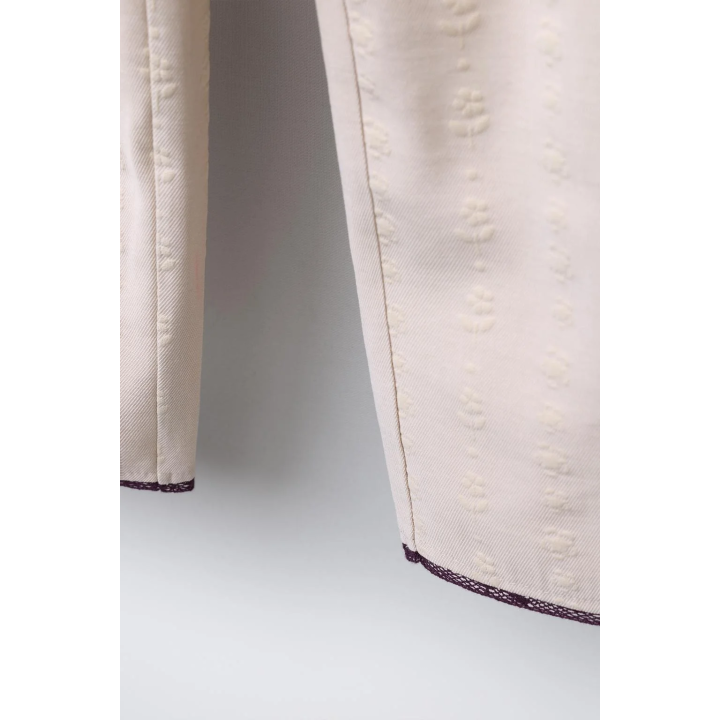 ПРЯМЫЕ БРЮКИ С ЦВЕТОЧНЫМ ПРИНТОМ И КРУЖЕВНОЙ ОТДЕЛКОЙ