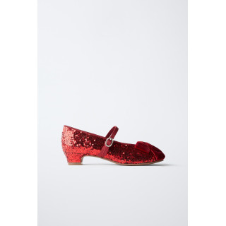 ТУФЛИ НА КАБЛУКЕ С ПАЙЕТКАМИ И БАНТОМ