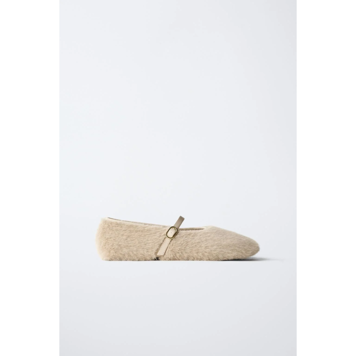 БАЛЕТКИ С ИСКУССТВЕННЫМ МЕХОМ