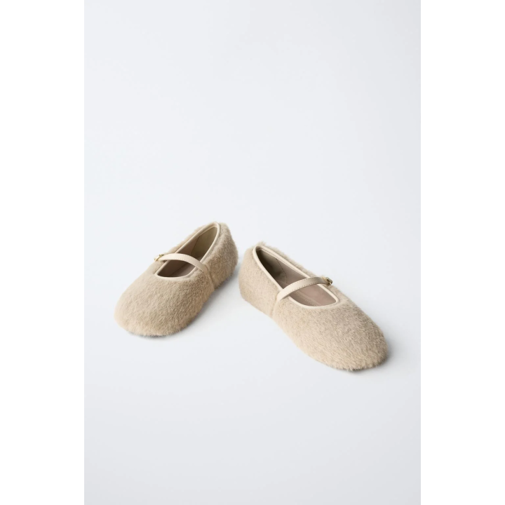 БАЛЕТКИ С ИСКУССТВЕННЫМ МЕХОМ