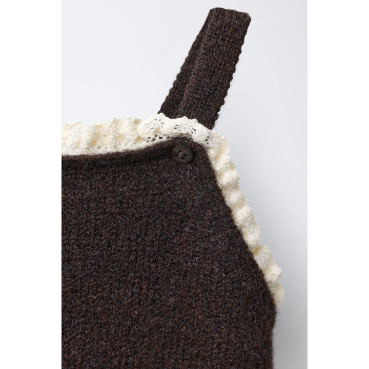 ВЯЗАНЫЙ КОМБИНЕЗОН С КРУЖЕВОМ И ШЕРСТЬЮ