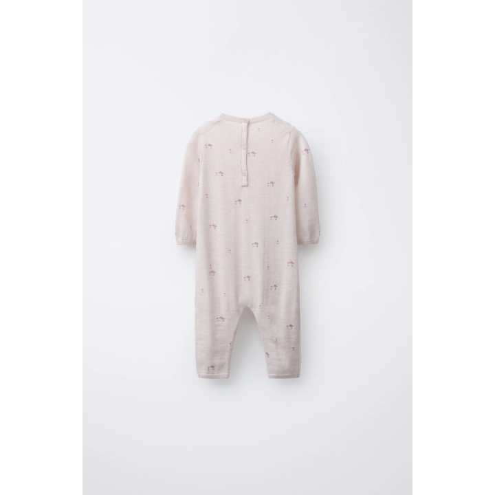 ДЛИННЫЙ КОМБИНЕЗОН С ПРИНТОМ «ПТИЧКИ» (100% ШЕРСТЬ)