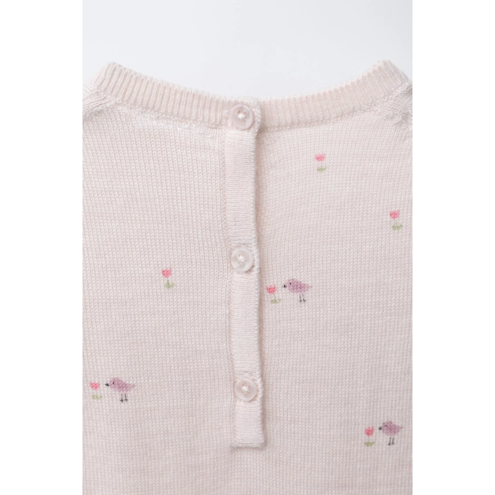 ДЛИННЫЙ КОМБИНЕЗОН С ПРИНТОМ «ПТИЧКИ» (100% ШЕРСТЬ)