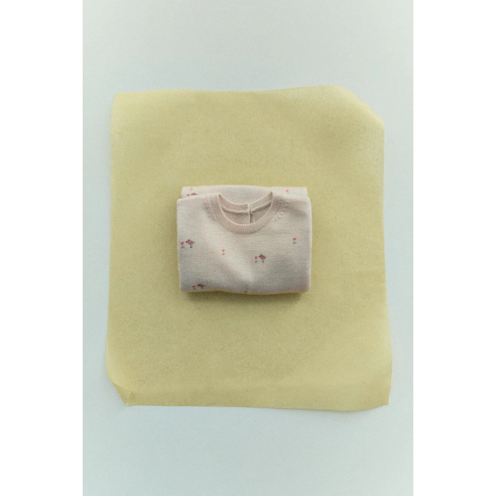 ДЛИННЫЙ КОМБИНЕЗОН С ПРИНТОМ «ПТИЧКИ» (100% ШЕРСТЬ)