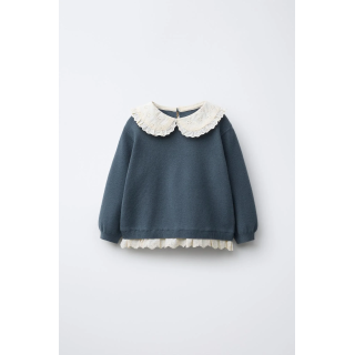 СВИТЕР С КРУЖЕВОМ И ВЫШИВКОЙ