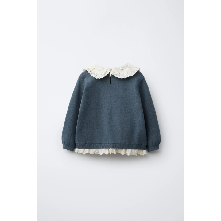 СВИТЕР С КРУЖЕВОМ И ВЫШИВКОЙ