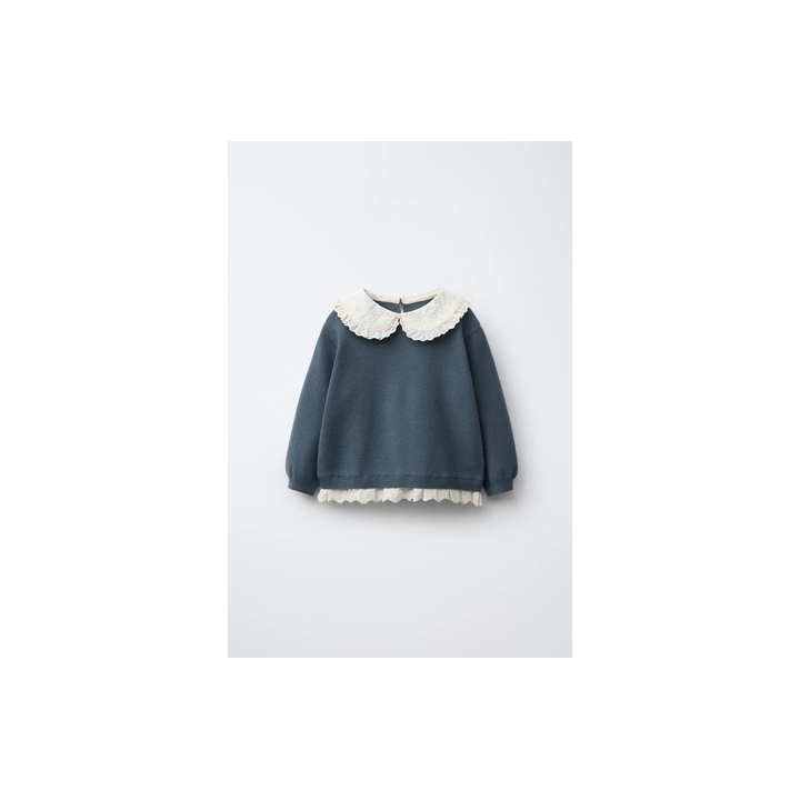 СВИТЕР С КРУЖЕВОМ И ВЫШИВКОЙ