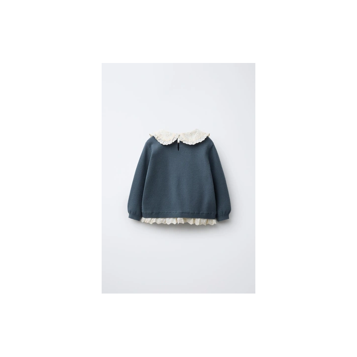 СВИТЕР С КРУЖЕВОМ И ВЫШИВКОЙ