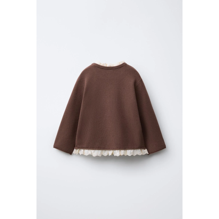 СВИТЕР С КРУЖЕВОМ И ВЫШИВКОЙ