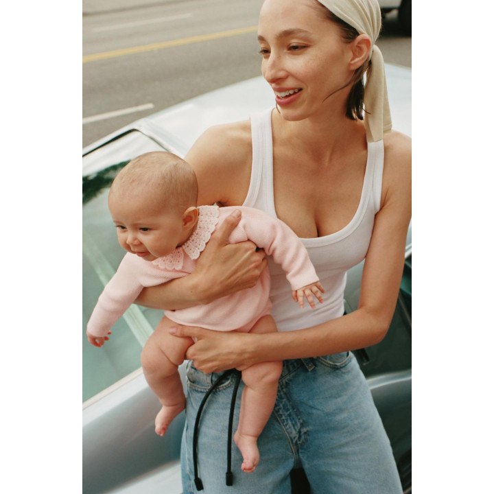 СВИТЕР ИЗ ТРИКОТАЖА С ГОРЛОВИНОЙ ИЗ КРУЖЕВА КРОШЕ