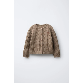 КАРДИГАН ИЗ СМЕСОВОЙ ШЕРСТИ С ВЫШИВКОЙ И УЗОРОМ «КОСЫ»